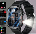 Rugged Smart Watch with LED Flashlight, Bluetooth Calling & Fitness Tracker