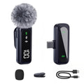 2.4G Wireless Lavalier Microphone with Windscreen, USB-C Clip-On Mic for Phone and PC