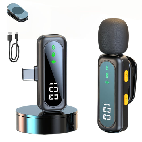 2.4G Wireless Lavalier Microphone with Windscreen, USB-C Clip-On Mic for Phone and PC