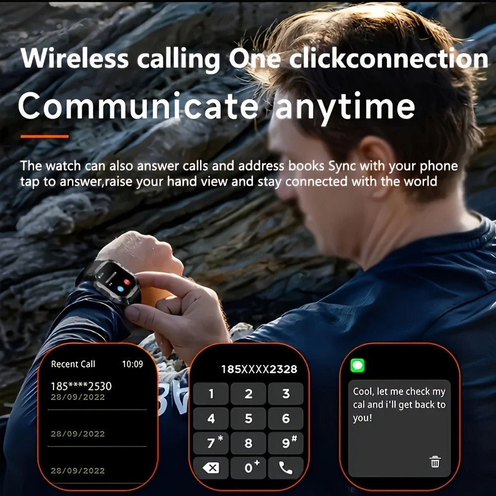 Rugged Smart Watch with LED Flashlight, Bluetooth Calling & Fitness Tracker