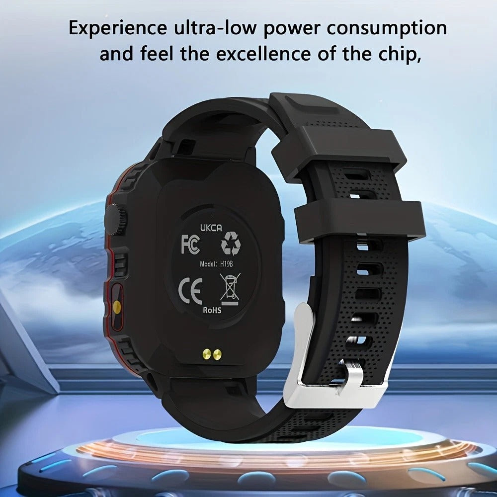 Rugged Smart Watch with LED Flashlight, Bluetooth Calling & Fitness Tracker