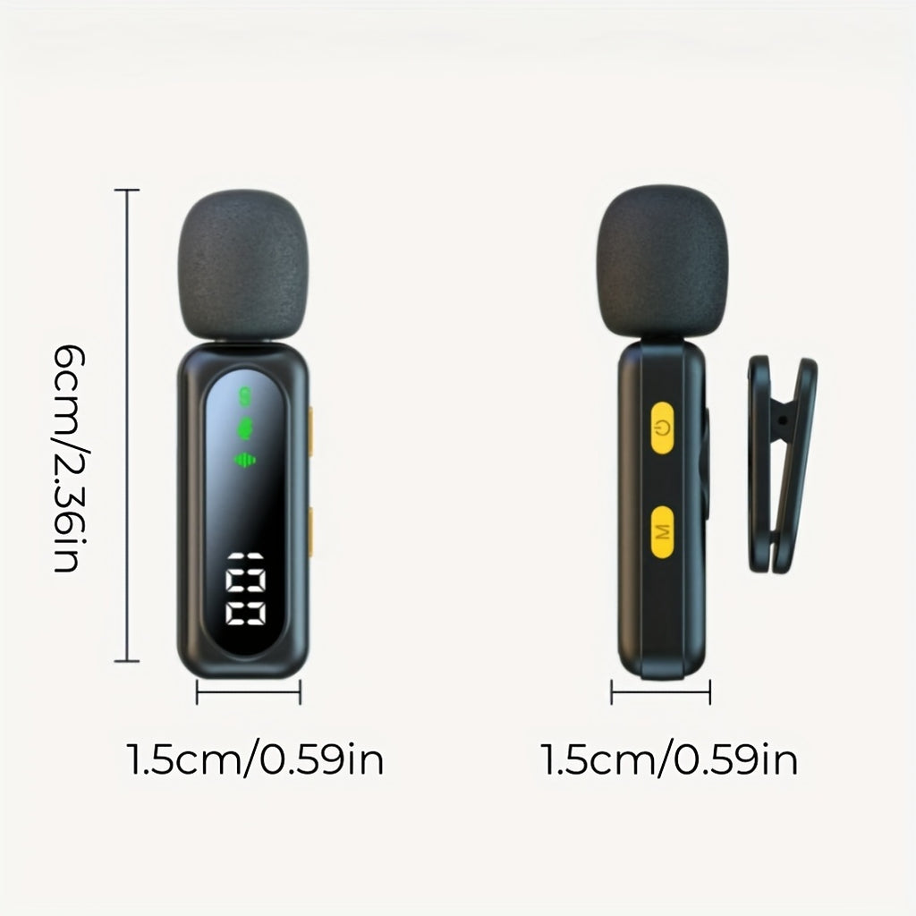 2.4G Wireless Lavalier Microphone with Windscreen, USB-C Clip-On Mic for Phone and PC