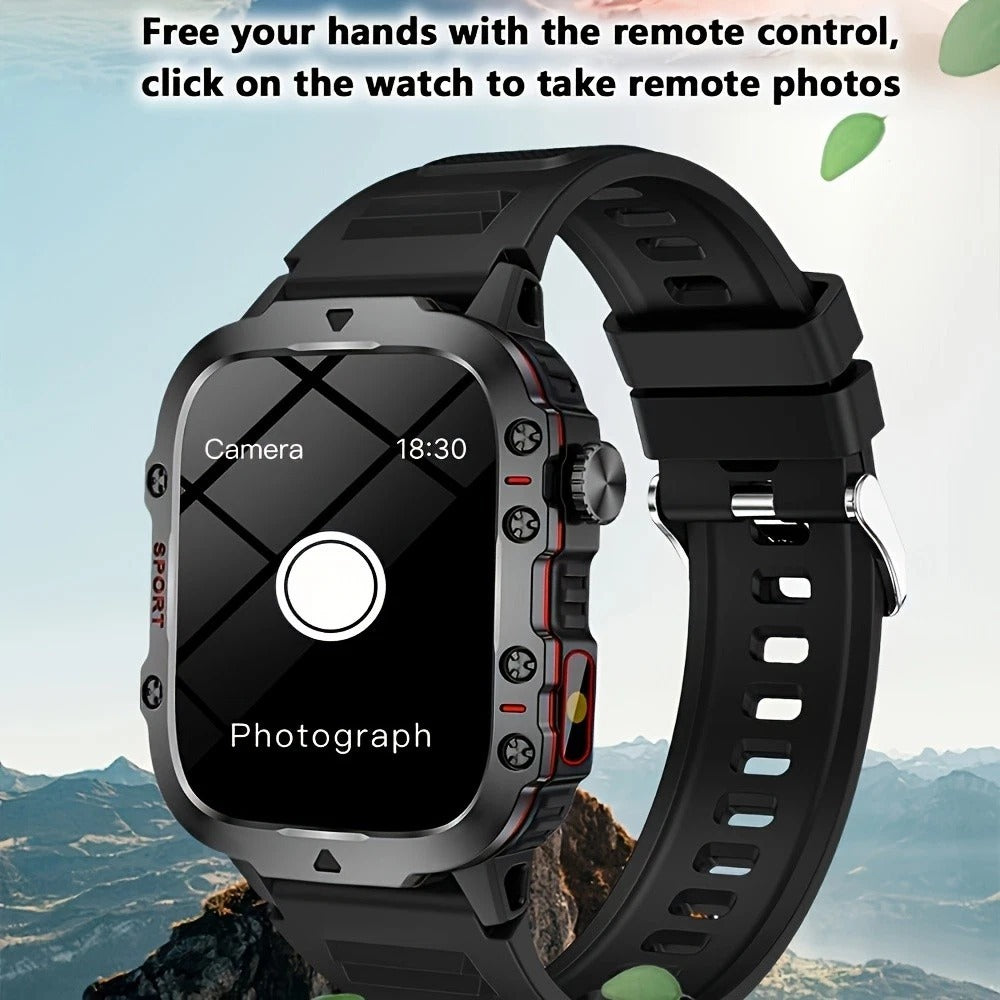 Rugged Smart Watch with LED Flashlight, Bluetooth Calling & Fitness Tracker
