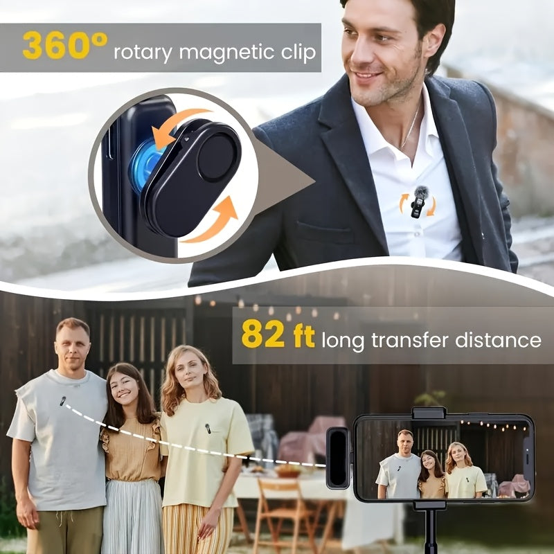 2.4G Wireless Lavalier Microphone with Windscreen, USB-C Clip-On Mic for Phone and PC